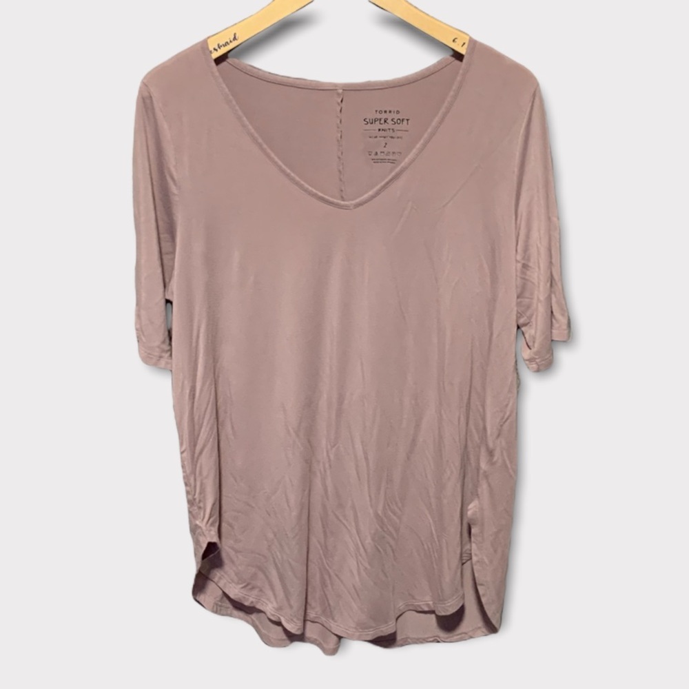 Torrid Super Soft Knit 3/4 Sleeve Mauve Tee